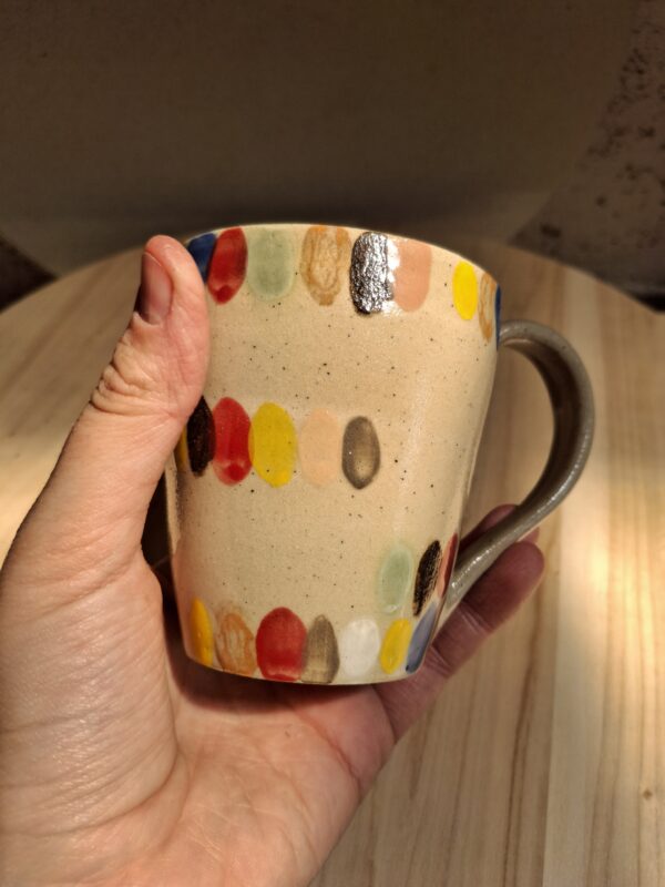 Contenant en grès de Saint Amand en Puisaye - Mug pois multicolores – Image 4