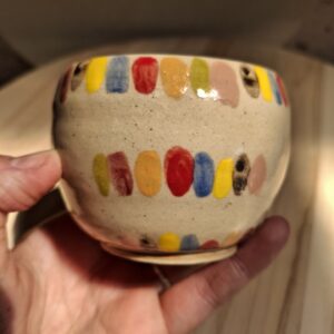 Contenant en grès de Saint Amand en Puisaye – pois multicolores