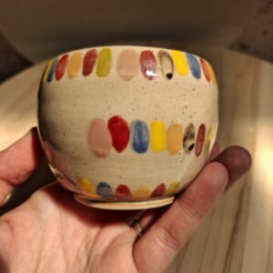Contenant en grès de Saint Amand en Puisaye – pois multicolores