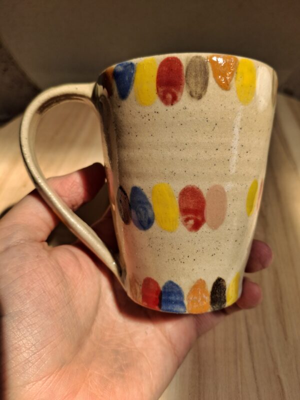 Contenant en grès de Saint Amand en Puisaye - mug pois multicolores