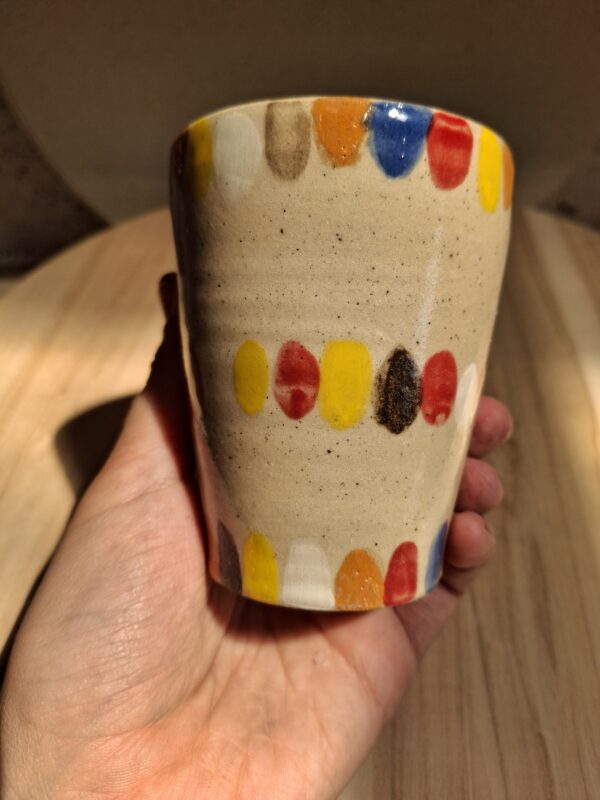 Contenant en grès de Saint Amand en Puisaye - mug pois multicolores – Image 3