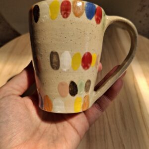 Contenant en grès de Saint Amand en Puisaye – mug pois multicolores