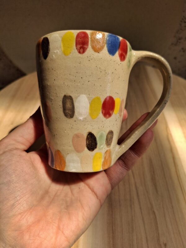 Contenant en grès de Saint Amand en Puisaye - mug pois multicolores – Image 2