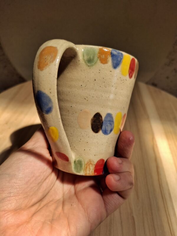 Contenant en grès de Saint Amand en Puisaye - mug pois multicolores – Image 4