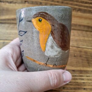Petite tasse - Petit contenant en grès de Treigny - Rouge gorge