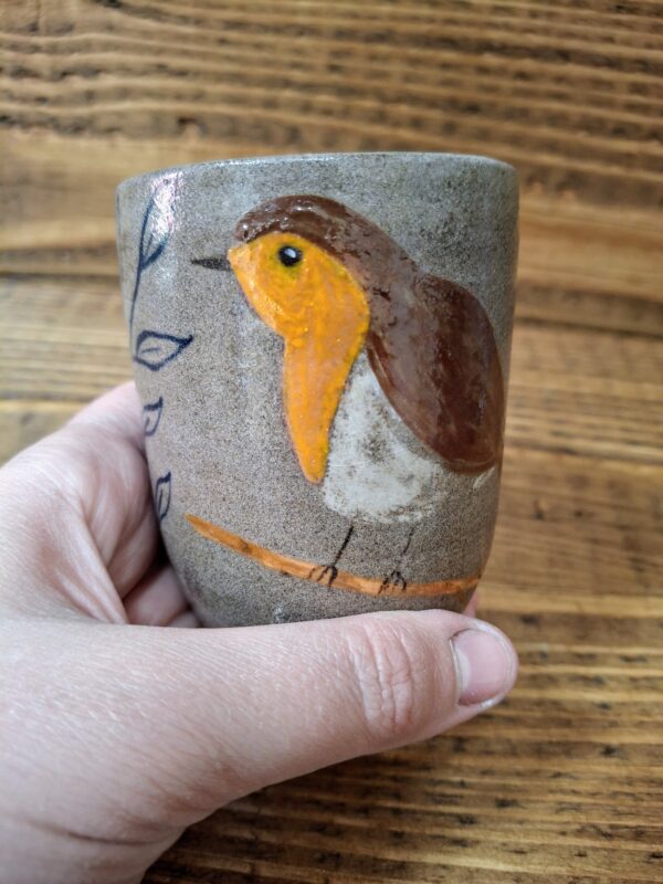 Petite tasse - Petit contenant en grès de Treigny - Rouge gorge