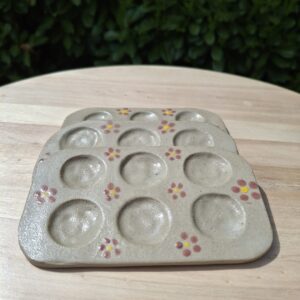 Petite palette de peinture en grès de Saint-Amand-en-Puisaye – FLEURS