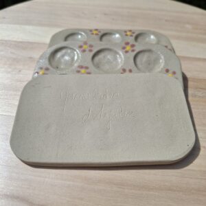 Petite palette de peinture en grès de Saint-Amand-en-Puisaye – FLEURS