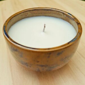 Bougie en grès de Treigny – forme inspiration chawan