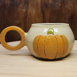 Mug citrouille en grès de Saint Amand – 35 cl environ