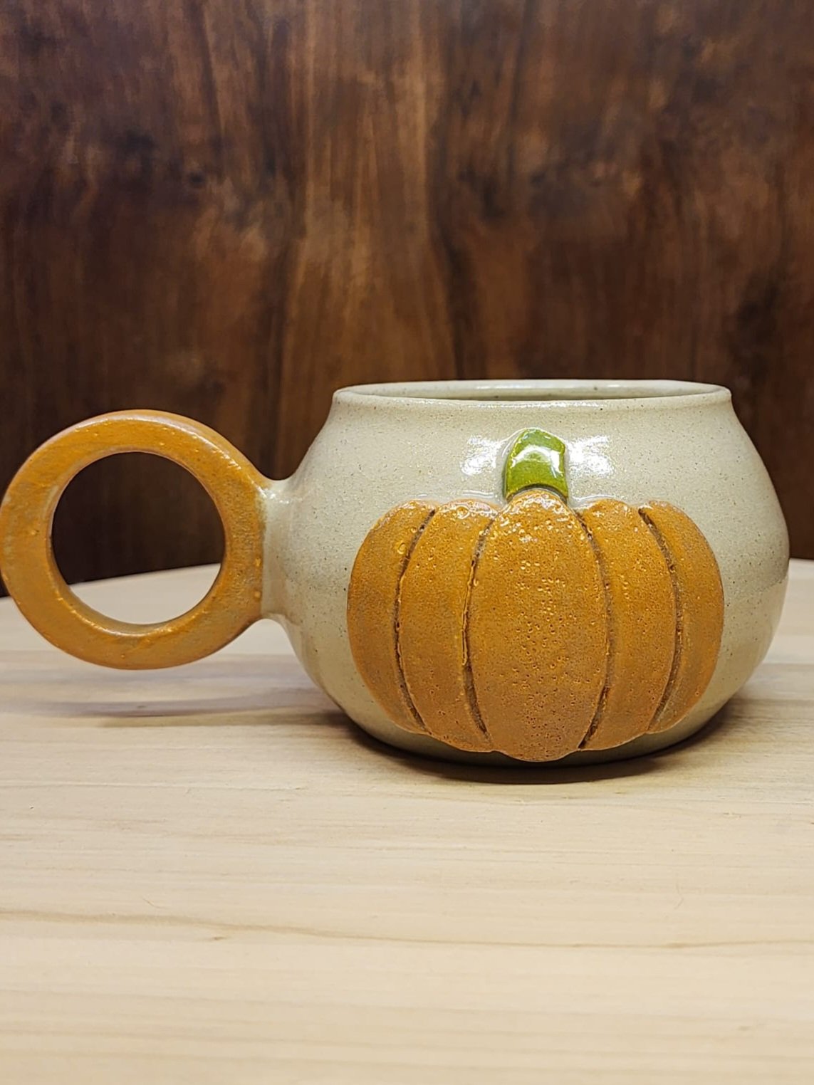 Mug citrouille en grès de Saint Amand - 35 cl environ